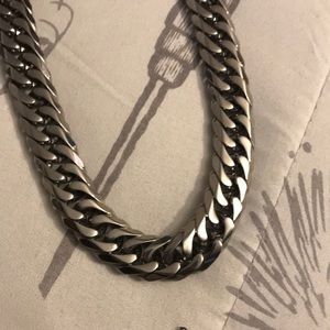 Stainless Steel Silver Necklace w/ Bracelet